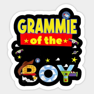 Grammie Of The Birthday Boy Toy Familly Matching Story Sticker